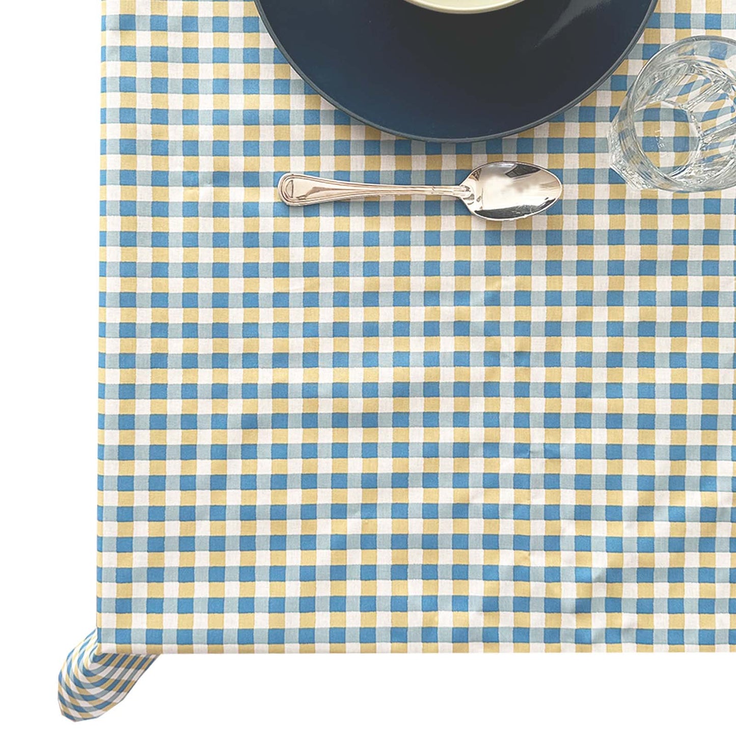 tafelkleed BB ruit blauw/geel