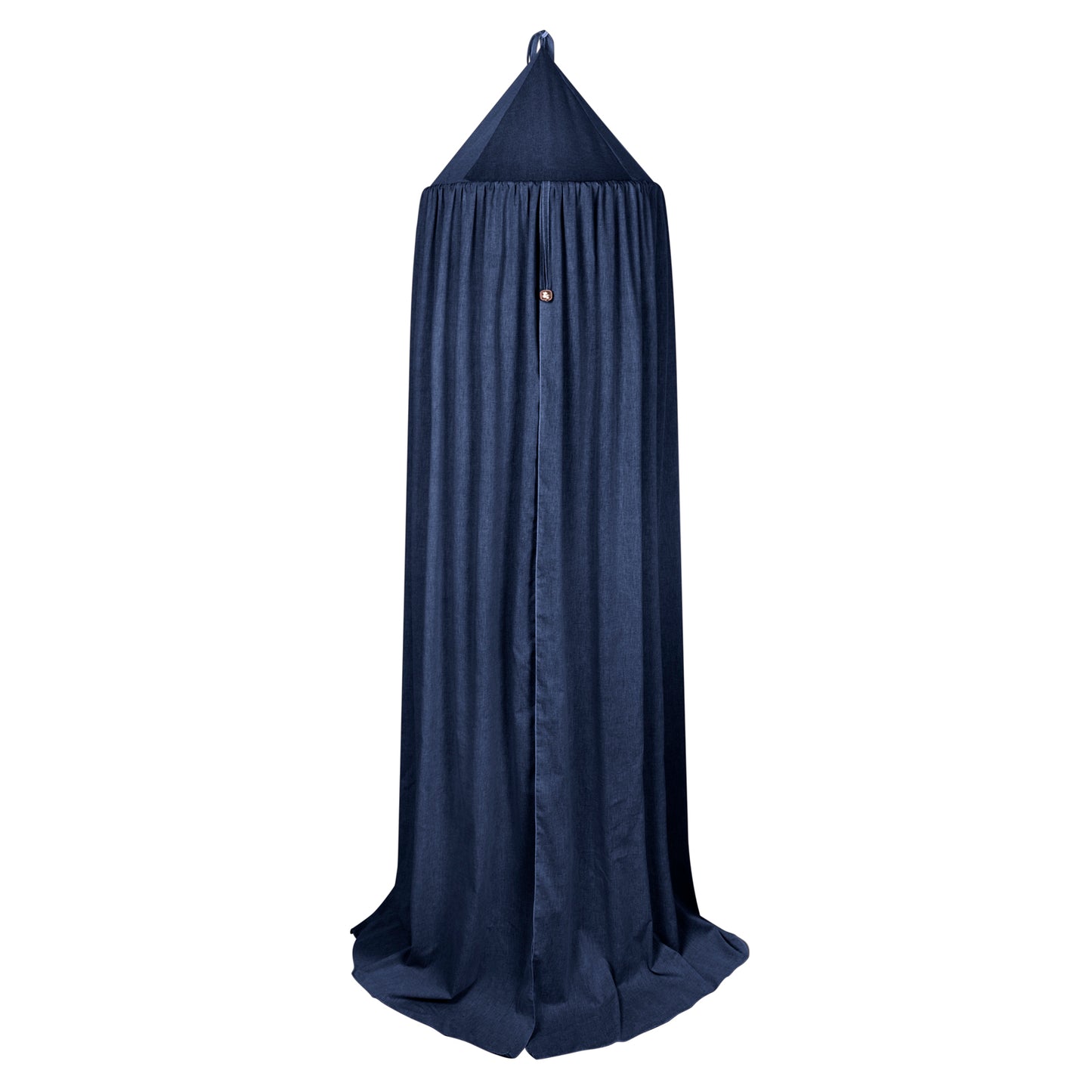 Klamboe Bo jeans is een mooie klamboe in de kleur jeansblauw/donkerblauw van chambray met een leuke bel in het midden.
