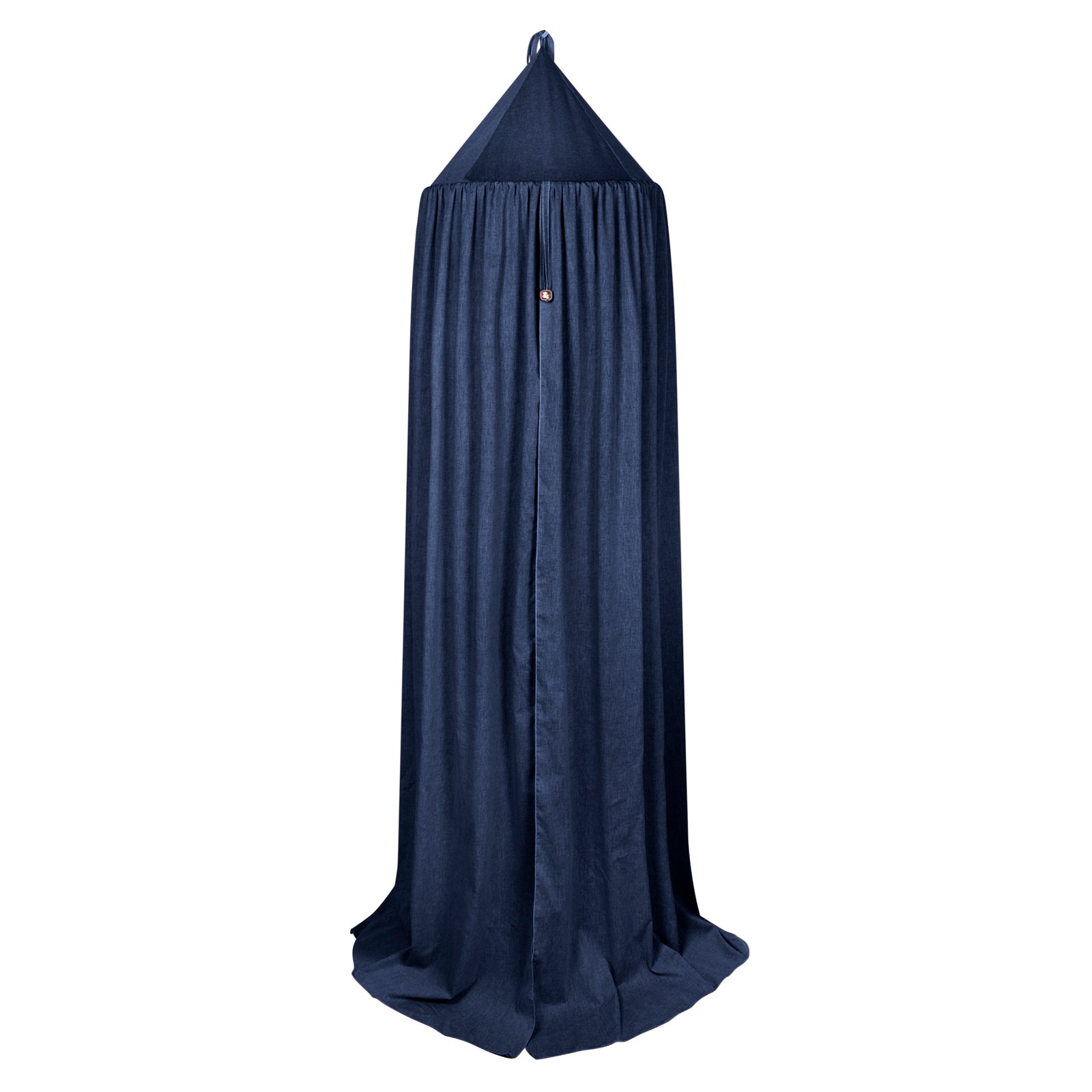 Klamboe Bo jeans is een mooie klamboe in de kleur jeansblauw/donkerblauw van chambray met een leuke bel in het midden.