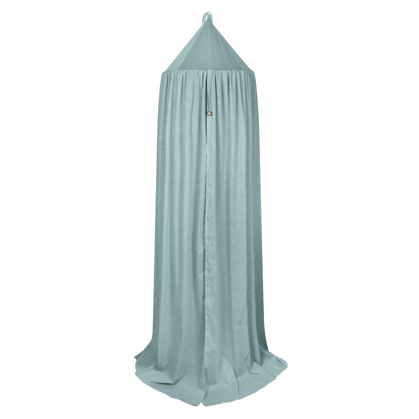 Klamboe Bo olijf is een mooie klamboe in de kleur eucalyptus/zachtgroen van chambray met een leuke bel in het midden.