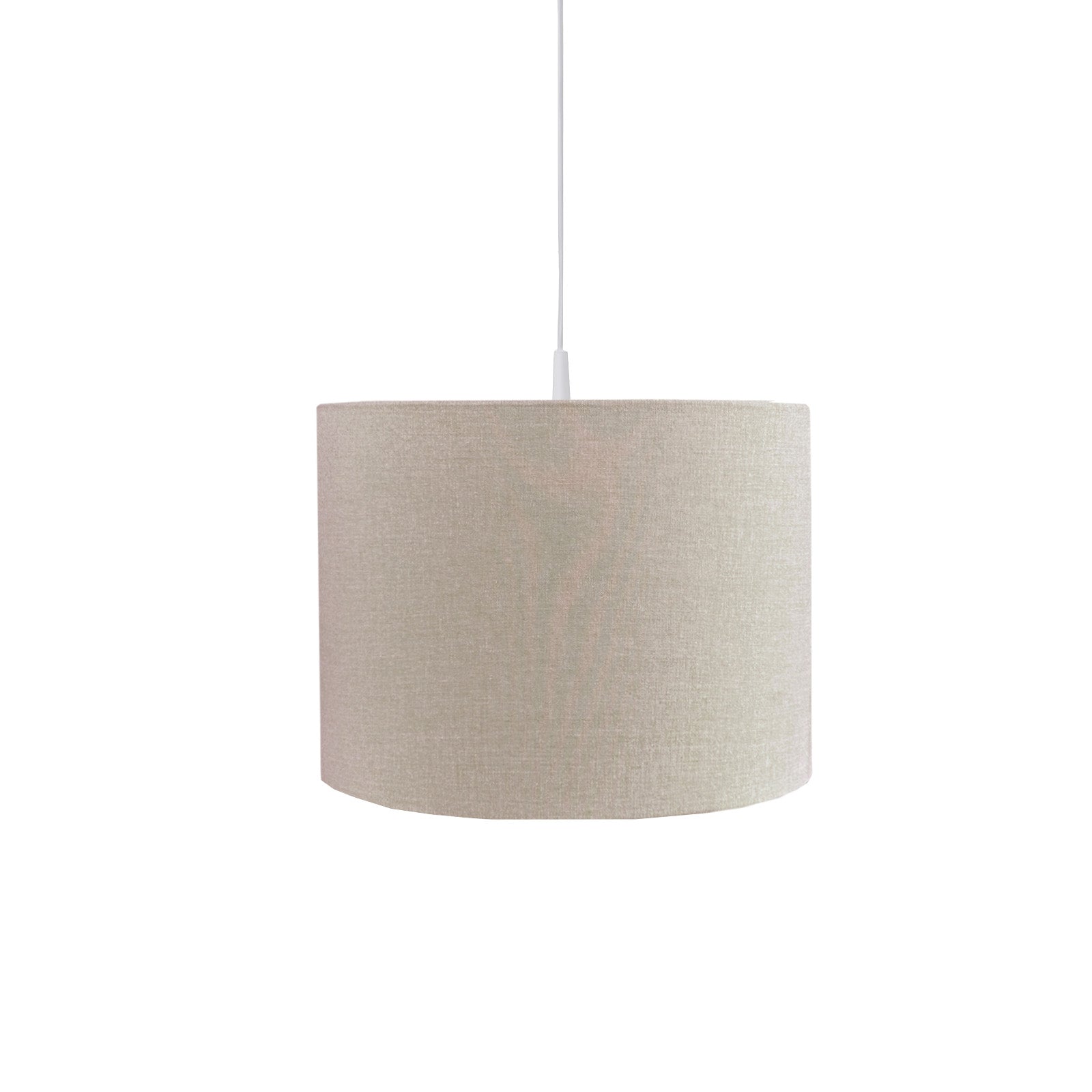 Lampenkap Bo zand met chambray beige stof bekleed.