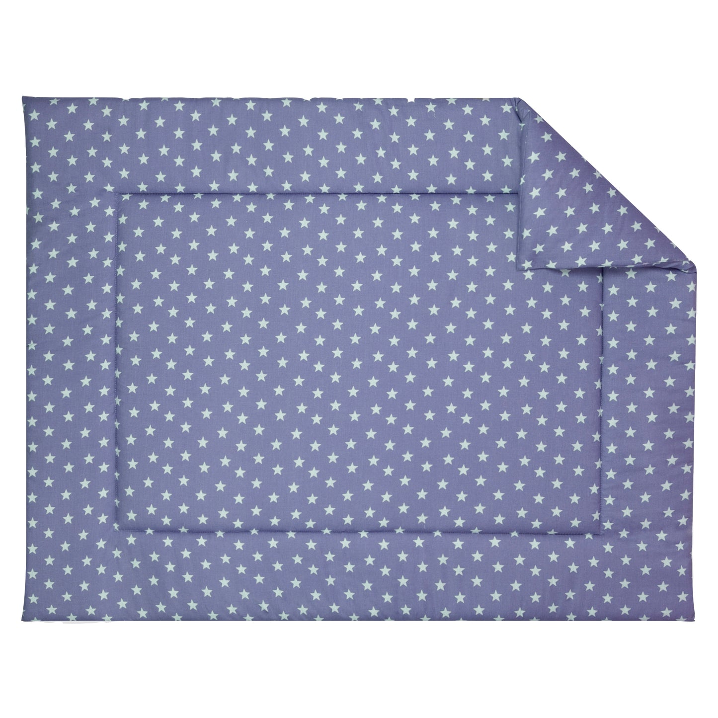 Boxkleed met witte sterren op een grijze ondergrond.