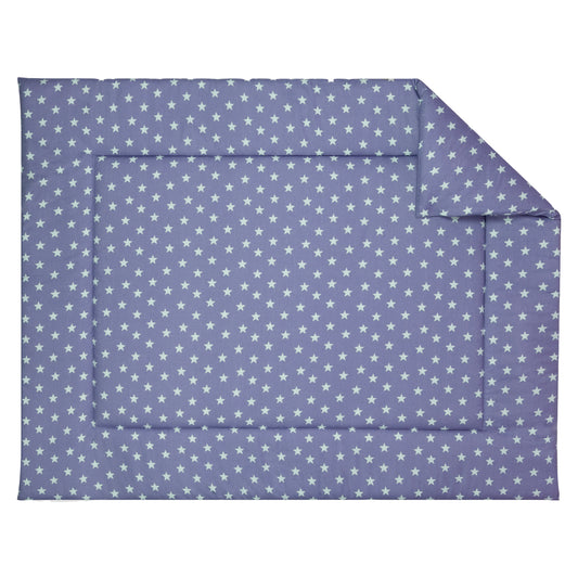 Boxkleed met witte sterren op een grijze ondergrond.