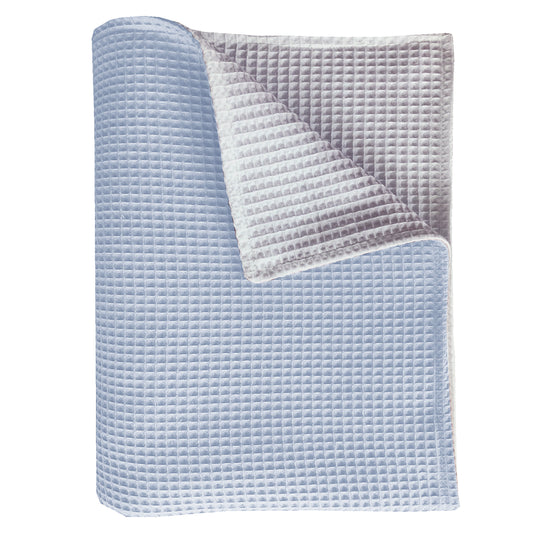 deken Pique wafel blue/wit