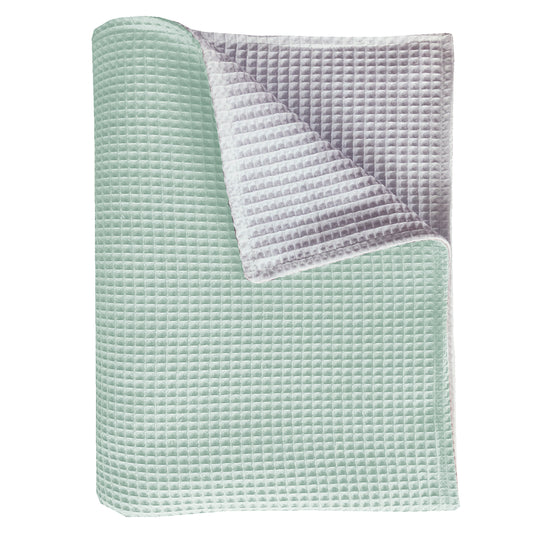 deken Pique wafel mint/wit
