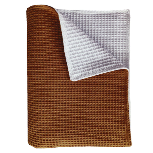 deken Pique wafel caramel/wit