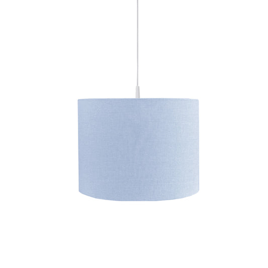 Hanglamp Bo Blue is een mooie lampenkap met lichtblauwe chambray stof bekleed