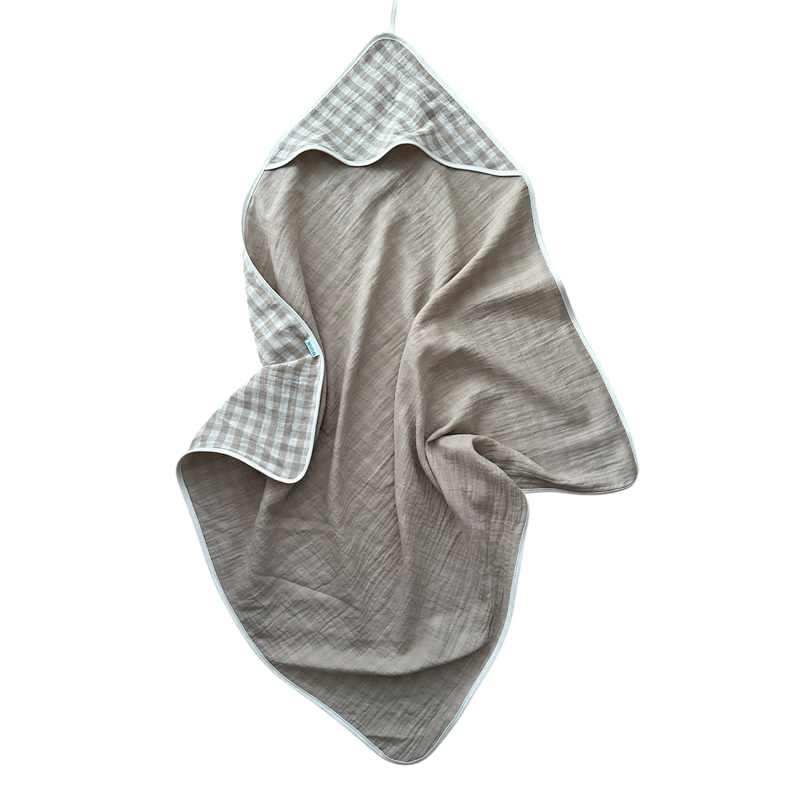 BINK Bedding hydrofiele badcape beige – Vichy ruitje, open gevouwen