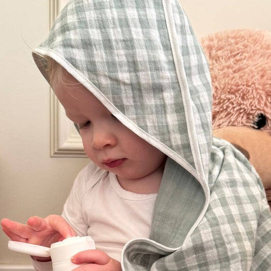 BINK Bedding hydrofiele badcape groen – om hoofdje van baby na badderen